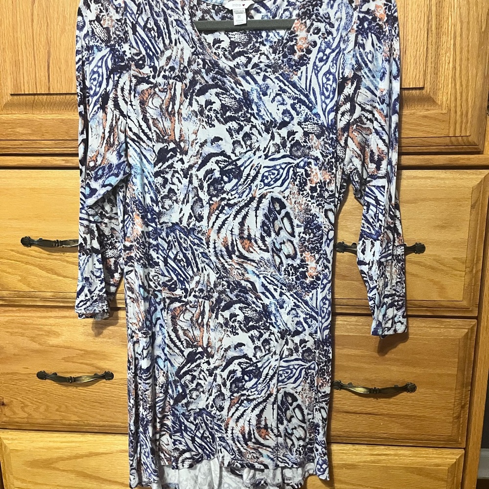 Intro. Blue and White Long Sleeve Dress
